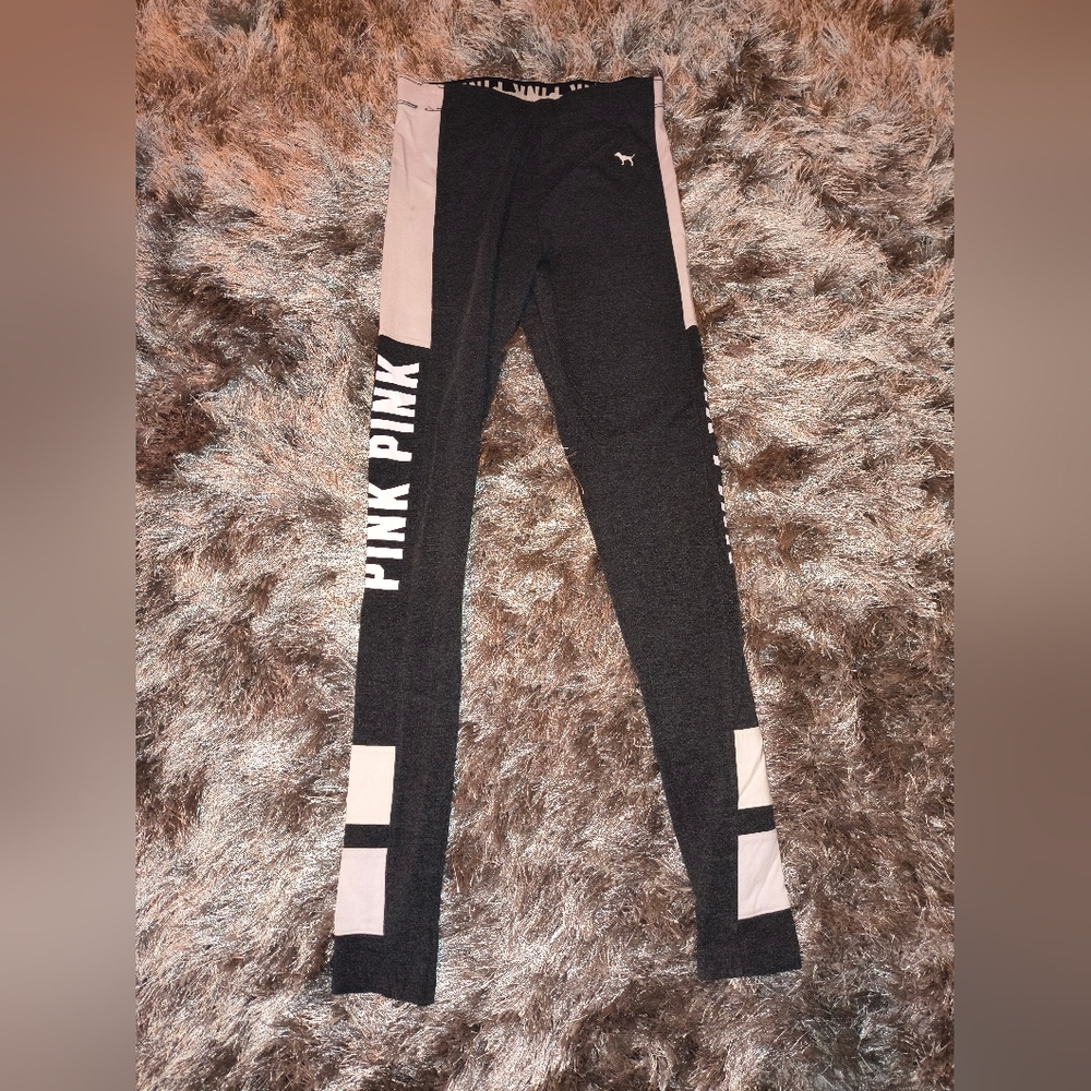 PINK Victoria's Secret Black and Gray Leggings